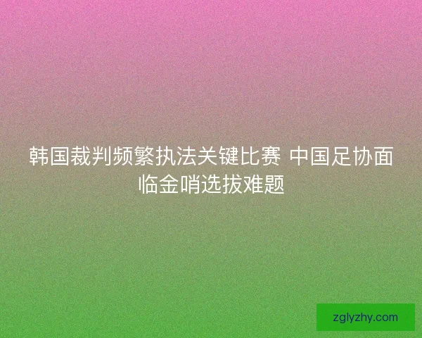 韩国裁判频繁执法关键比赛 中国足协面临金哨选拔难题