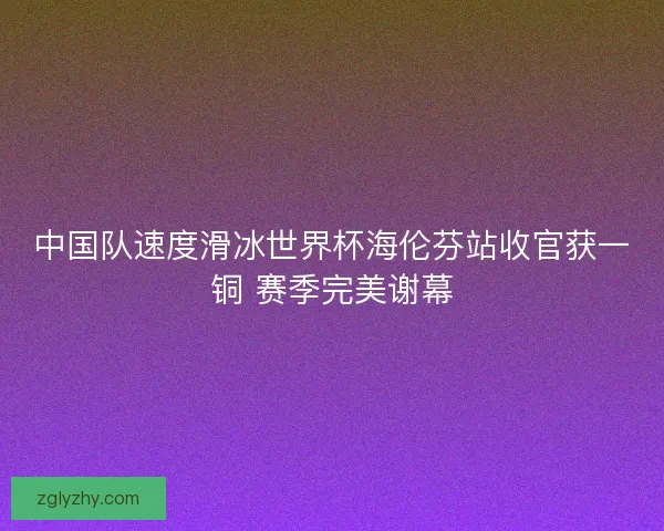中国队速度滑冰世界杯海伦芬站收官获一铜 赛季完美谢幕